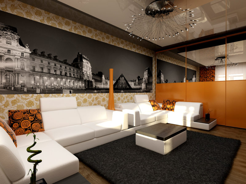 การตกแต่งที่สวยงามของห้องนั่งเล่น