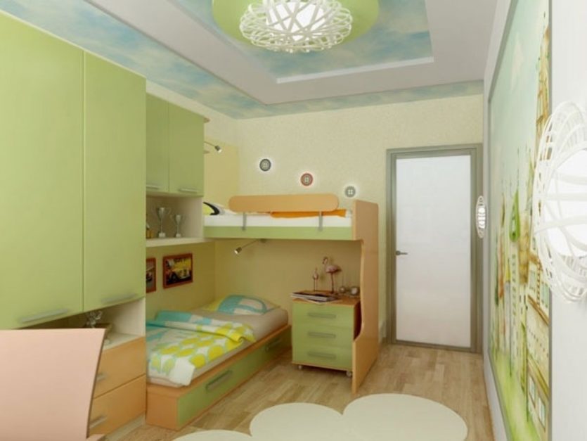 ออกแบบห้องเด็กสำหรับเด็กสองคนรักต่างเพศสีอ่อน
