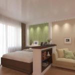 การรวมกันของวอลล์เปเปอร์ในห้องนอนห้องนั่งเล่น