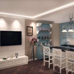 ห้องครัวห้องรับแขกความคิดการตกแต่งภายใน 18 m2