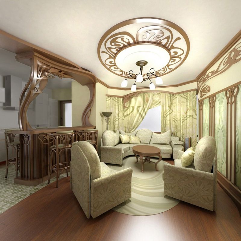 การตกแต่งห้องนั่งเล่น Art Nouveau