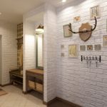 ทางเข้าสไตล์ Loft พร้อมช่องใต้กระจกโต๊ะเครื่องแป้ง
