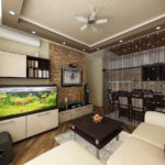 ห้องครัวห้องนั่งเล่น 15 m2 ออกแบบตกแต่งภายใน