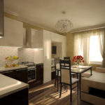 ห้องครัวห้องรับแขก 15 m2 ออกแบบตกแต่งภายใน