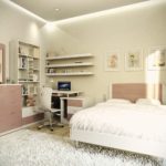 ผ้าคลุมเตียงสีขาวบนเตียงของเด็กสาววัยรุ่น