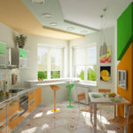 สีส้มในการตกแต่งภายในของห้องครัว