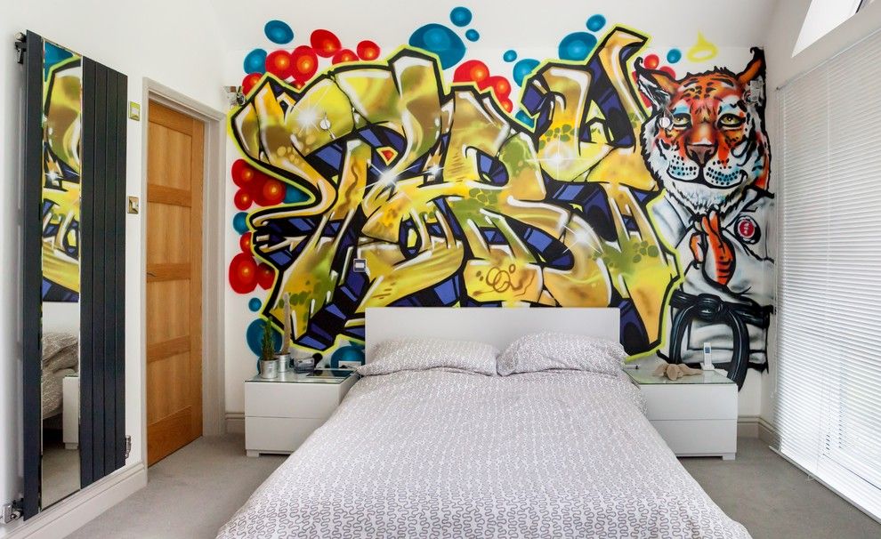 Graffiti ในการตกแต่งภายในของห้องวัยรุ่น