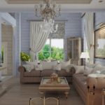 ห้องนั่งเล่นที่ทันสมัยในบ้านไม้