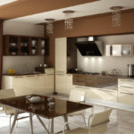 สีน้ำตาลในการตกแต่งภายในของห้องครัว