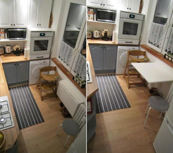 Folding table for the kitchen