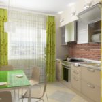 ผ้าม่านสีเขียวในห้องครัว