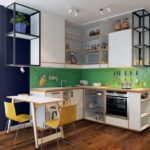 The use of green to decorate the kitchen apron - will help to refresh the interior