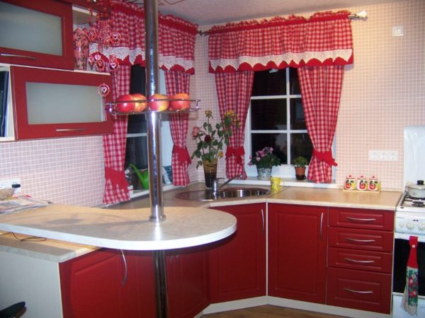 Checkered Red Curtains