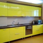 Small yellow linear kitchen