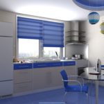 องค์ประกอบการตกแต่งสีฟ้าสำหรับห้องครัวสีเบจ