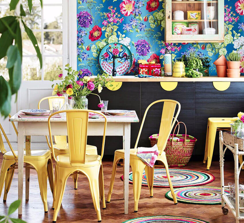 การตกแต่งภายในห้องครัวสไตล์ Boho ในบ้านส่วนตัว