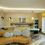 ห้องครัว - ห้องนั่งเล่นในสไตล์ทันสมัย
