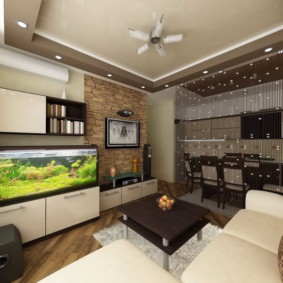 พิพิธภัณฑ์สัตว์น้ำในการตกแต่งภายในห้องนั่งเล่น