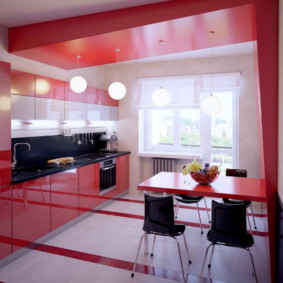 สีแดงในการออกแบบพื้นที่ห้องครัว
