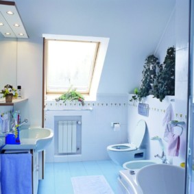 ห้องน้ำห้องใต้หลังคาในบ้านในชนบท