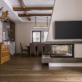 Projeto de uma sala de cozinha em uma casa de campo