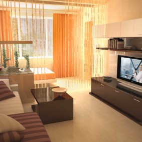 ห้องนอน - ห้องนั่งเล่น 18 ตร.ม. การตกแต่งภายใน