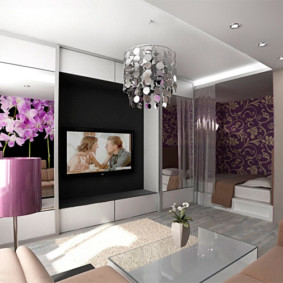 ห้องนอนห้องนั่งเล่น 17 ตร. ม. ตกแต่งภาพ