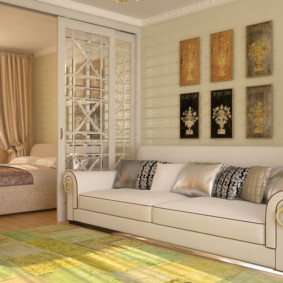 ห้องนอน - ห้องนั่งเล่น 18 ตร.ม. ตกแต่งภายในภาพ