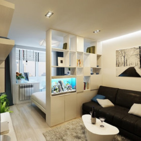 ห้องนอน - ห้องนั่งเล่น 18 ตร.ม. แนวคิดการตกแต่งภายใน