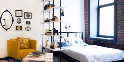 ห้องนอน - ห้องนั่งเล่น 18 ตร.ม. การตกแต่งภายใน