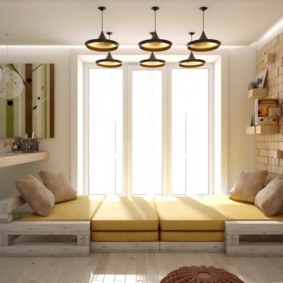 ห้องนอน - ห้องนั่งเล่น 18 ตร.ม. ภาพถ่ายภายใน