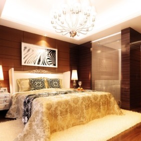 มุมมองการตกแต่งภายในห้องนอนนีโอคลาสสิ
