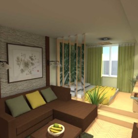 ห้องนอน - ห้องนั่งเล่น 18 ตร.ม. ตกแต่งภาพ