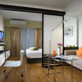 ห้องนอน - ห้องนั่งเล่น 18 ตร.ม. ตกแต่งภาพ