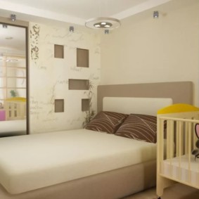 ห้องนอนและห้องเด็กในแนวคิดการตกแต่งภายในห้องหนึ่ง