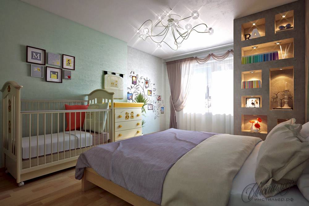 ห้องนอนและห้องเด็กในห้องเดียว