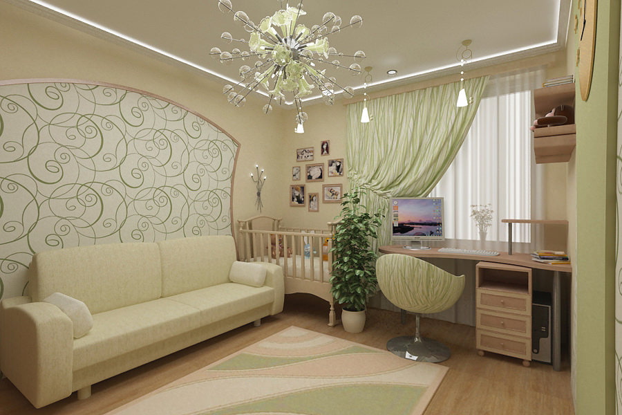 การออกแบบของห้องนั่งเล่นรวมกับเรือนเพาะชำ