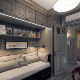 เฟอร์นิเจอร์สีเทาในการตกแต่งภายในของอพาร์ทเม้น