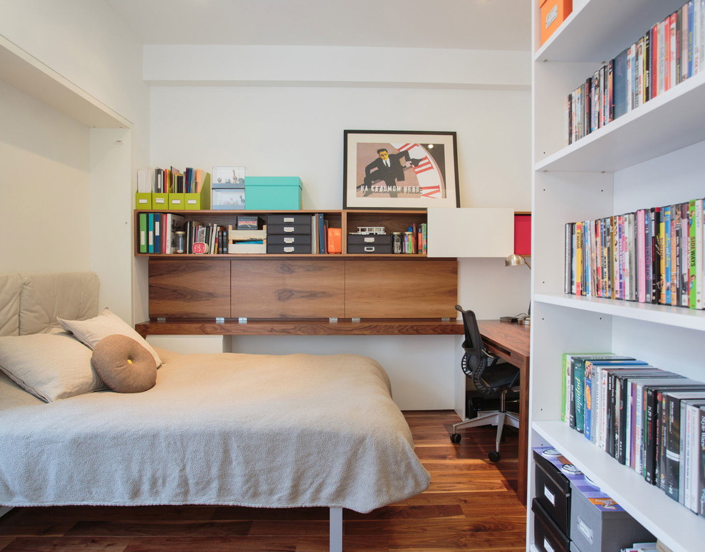 ห้องนั่งเล่นและห้องนอนในการตกแต่งภาพในห้องเดียวกัน