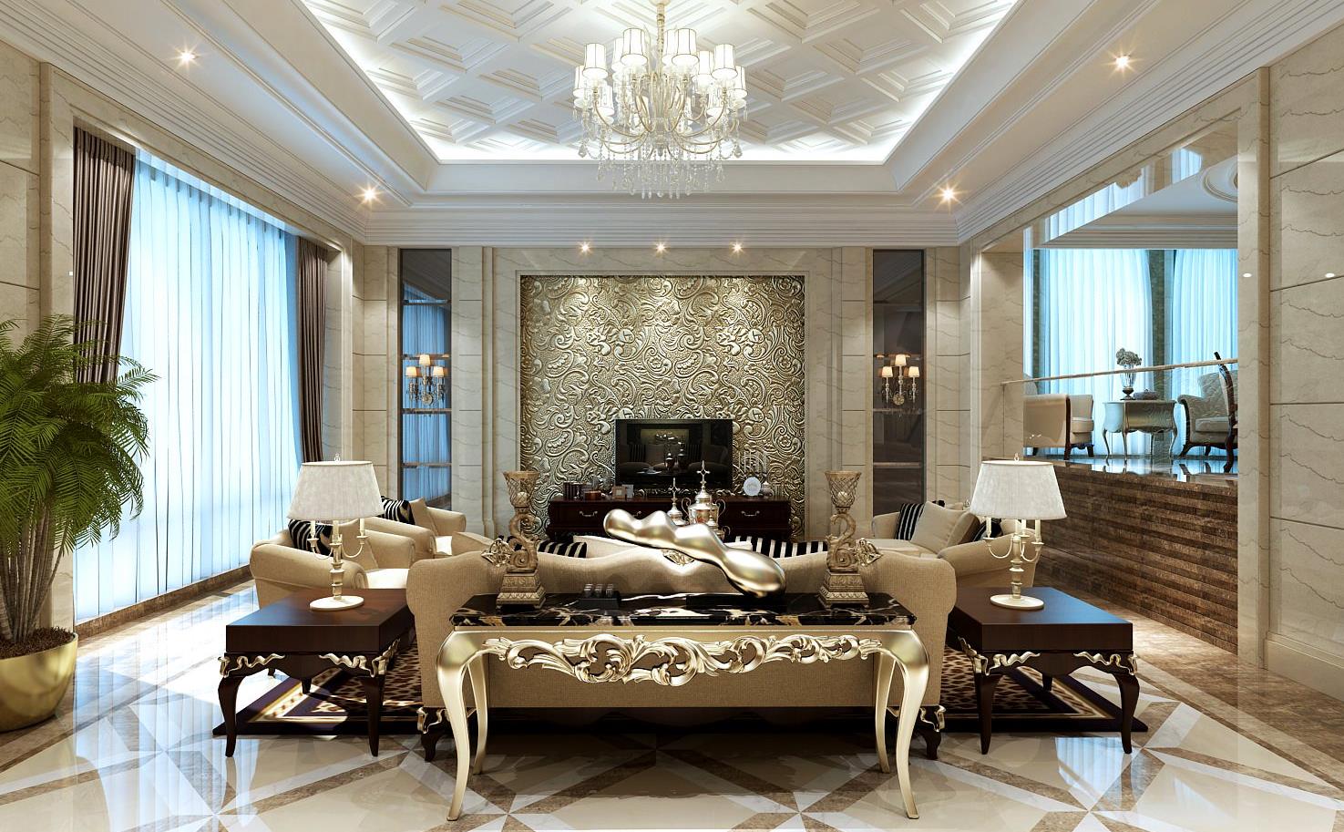 การตกแต่งภาพห้องนั่งเล่น Art Nouveau