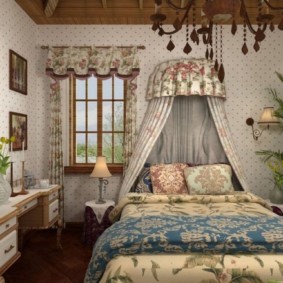 หลังคาสวยงามในห้องของเด็กสาว