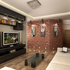 กำแพงอิฐในห้องนั่งเล่น