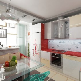 ห้องครัวรวมกับการตกแต่งระเบียง