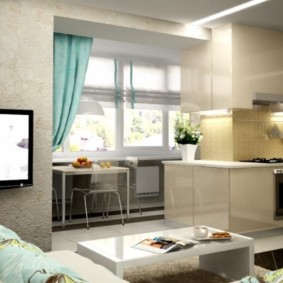 ห้องครัวรวมกับภาพถ่ายภายในระเบียง