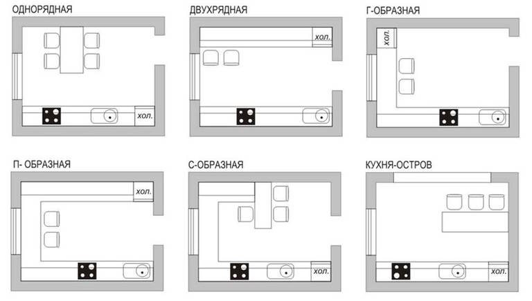 รูปแบบหลักของห้องครัวประเภท 13 ตารางเมตร