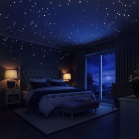 การออกแบบตกแต่งภายในห้องนอนสีฟ้า
