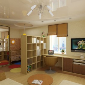 การผสมผสานระหว่างห้องนั่งเล่นและแนวคิดการออกแบบสำหรับเด็ก
