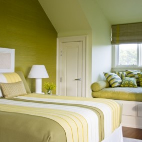 ภาพภายในห้องนอนสีเบจ