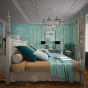 การตกแต่งภายในห้องนอนสีเขียวขุ่น