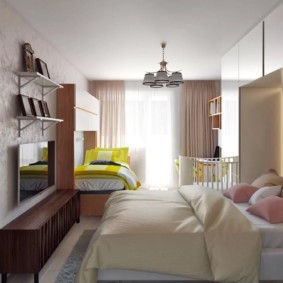 ห้องนอนและเด็ก ๆ ในการตกแต่งภาพในห้องเดียวกัน